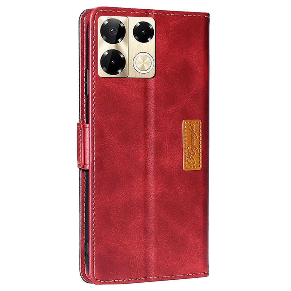 For Transsion Infinix Note 40 Pro 5G Case Dual Color Splicing Leather Flip Phone Cover Mobile Accessories Wholesale - Black+Red