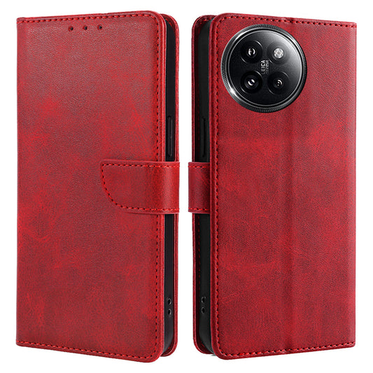 For Xiaomi Civi 4 Pro 5G Case Wallet Stand Calf Texture Phone Cover - Red