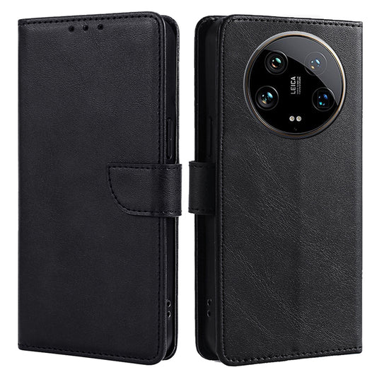For Xiaomi 14 Ultra Magnetic Phone Case Wallet Stand PU Leather+TPU Cover - Black