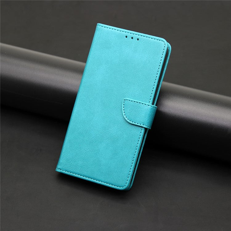 For Samsung Galaxy M15 5G Case Calf Texture Leather Drop-proof Phone Wallet Cover - Baby Blue