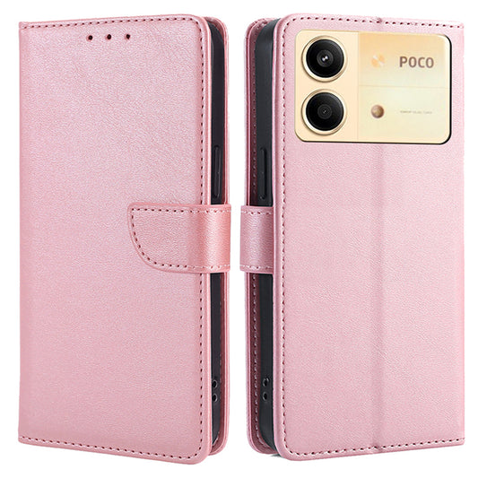 For Xiaomi Redmi Note 13R Pro 5G Case Calf Texture Wallet Card Slots Phone Cover - Rose Gold