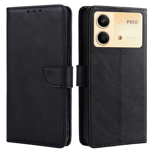 For Xiaomi Redmi Note 13R Pro 5G Case Calf Texture Wallet Card Slots Phone Cover - Black