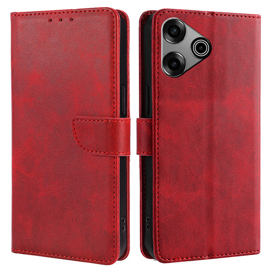 For Transsion Tecno Pova 6 Pro 5G Case Calf Texture Leather Phone Cover Mobile Accessories Wholesale - Red