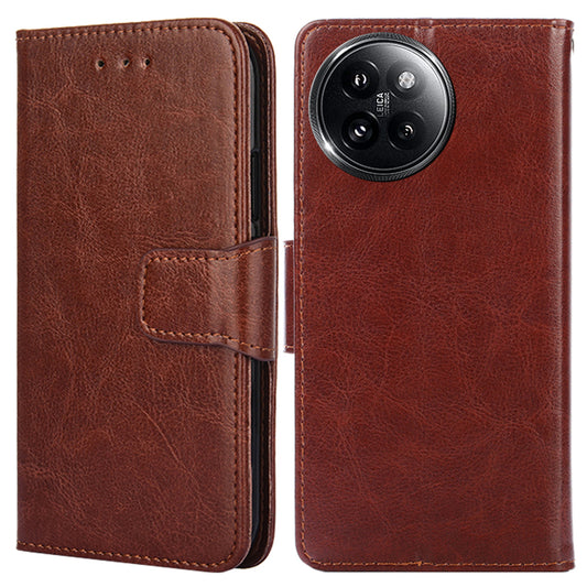 For Xiaomi Civi 4 Pro 5G Case Leather Phone Wallet Cover with Magnetic Clasp - Brown