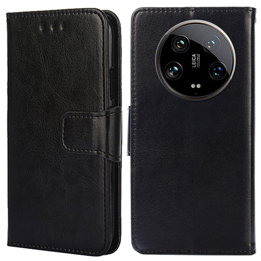 For Xiaomi 14 Ultra Phone Case Leather Wallet Cover Mobile Accessories Wholesale - Black