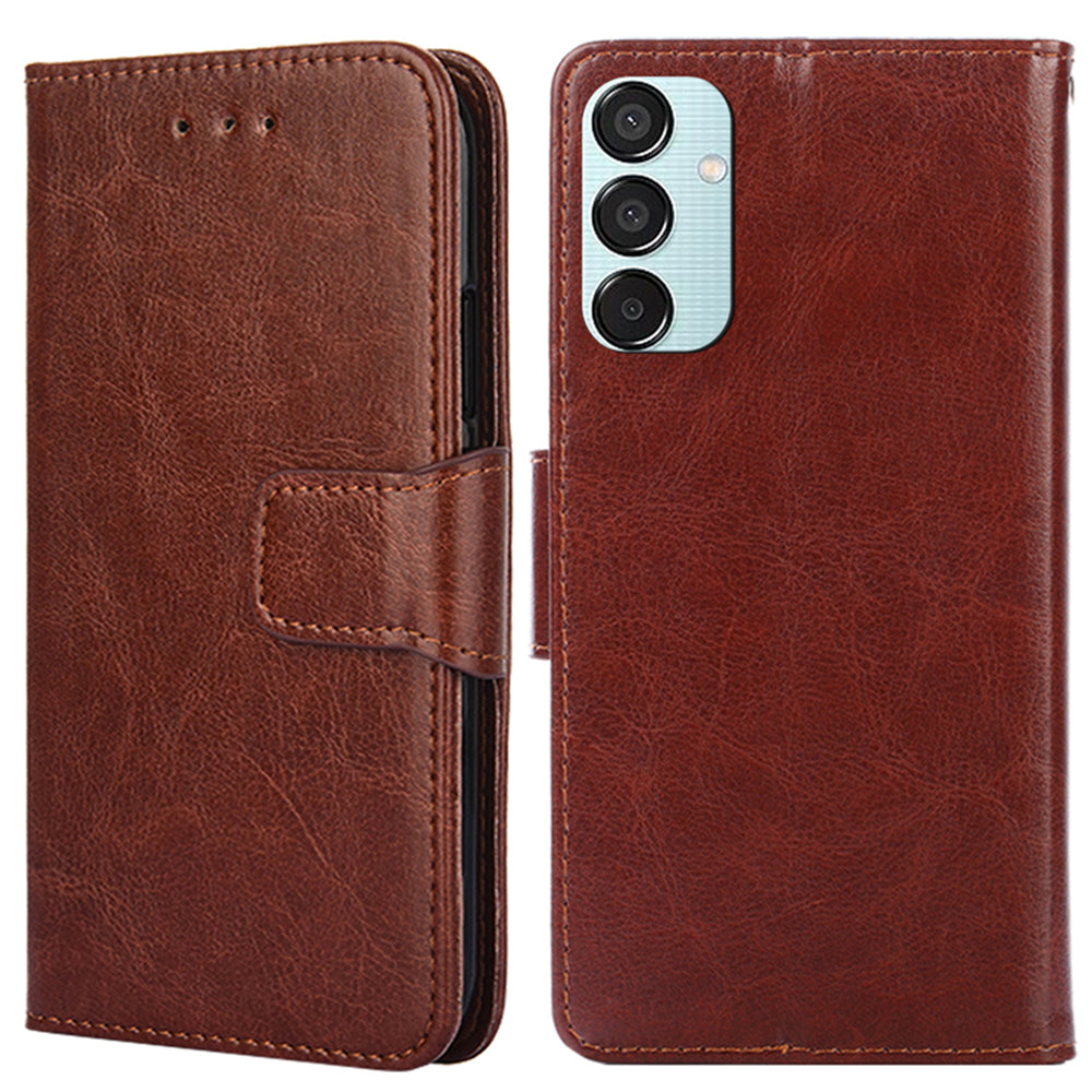 For Samsung Galaxy M15 5G Phone Case Supplier Leather Wallet Protective Cover - Brown