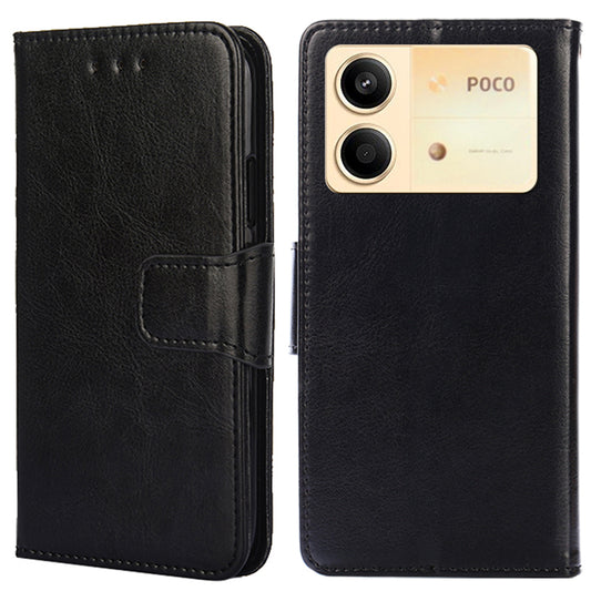For Xiaomi Redmi Note 13R Pro 5G Case PU Leather Folio Flip Phone Wallet Cover - Black