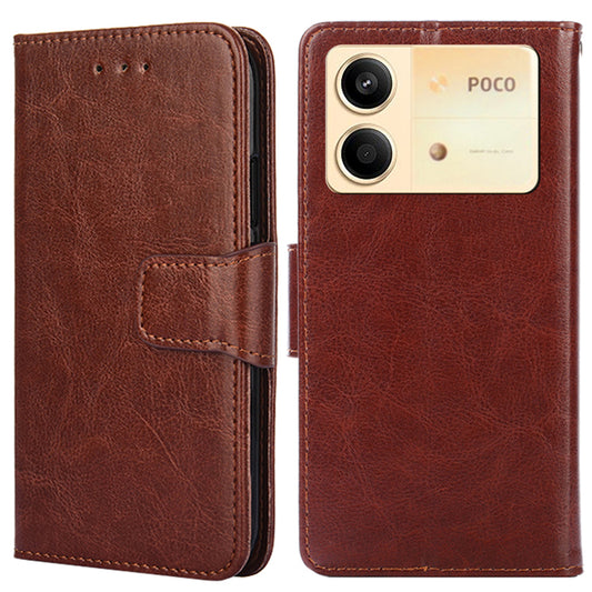 For Xiaomi Redmi Note 13R Pro 5G Case PU Leather Folio Flip Phone Wallet Cover - Brown