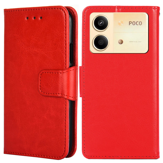 For Xiaomi Redmi Note 13R Pro 5G Case PU Leather Folio Flip Phone Wallet Cover - Red