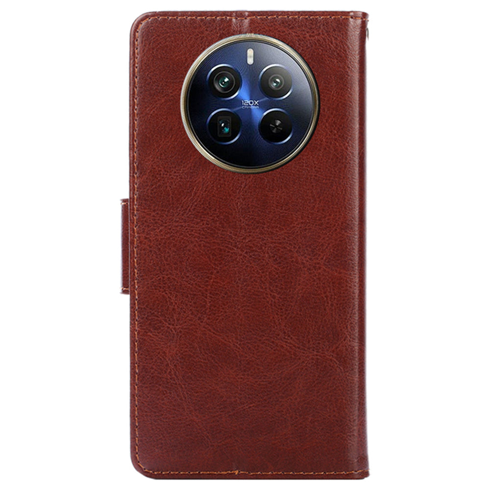 For Realme 12 Pro 5G / 12 Pro+ 5G Case PU Leather Folio Flip Mobile Phone Wallet Cover - Brown