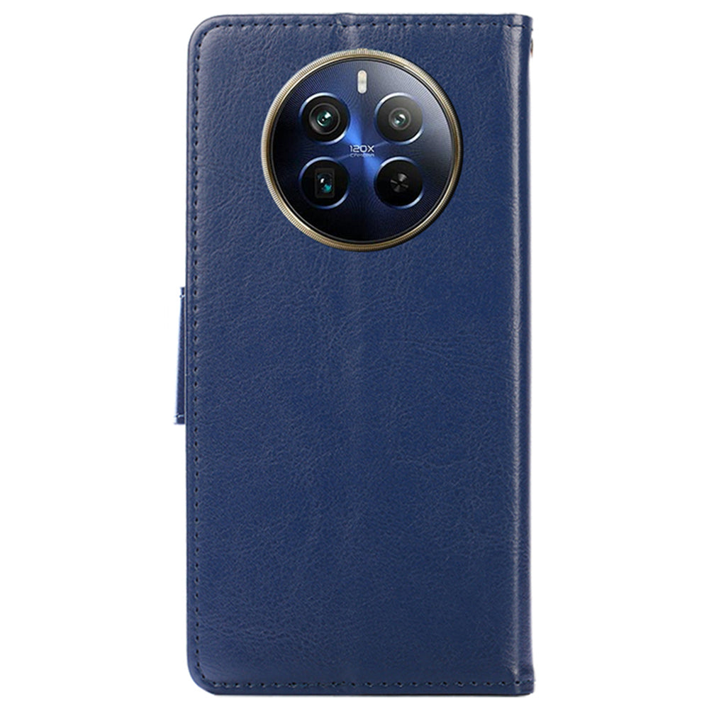 For Realme 12 Pro 5G / 12 Pro+ 5G Case PU Leather Folio Flip Mobile Phone Wallet Cover - Sapphire