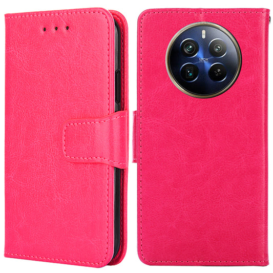 For Realme 12 Pro 5G / 12 Pro+ 5G Case PU Leather Folio Flip Mobile Phone Wallet Cover - Rose