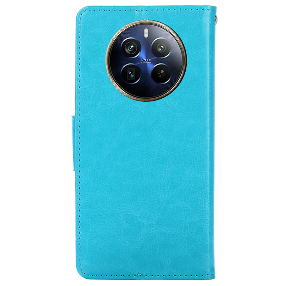 For Realme 12 Pro 5G / 12 Pro+ 5G Case PU Leather Folio Flip Mobile Phone Wallet Cover - Baby Blue
