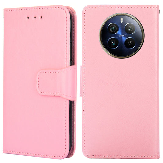 For Realme 12 Pro 5G / 12 Pro+ 5G Case PU Leather Folio Flip Mobile Phone Wallet Cover - Pink