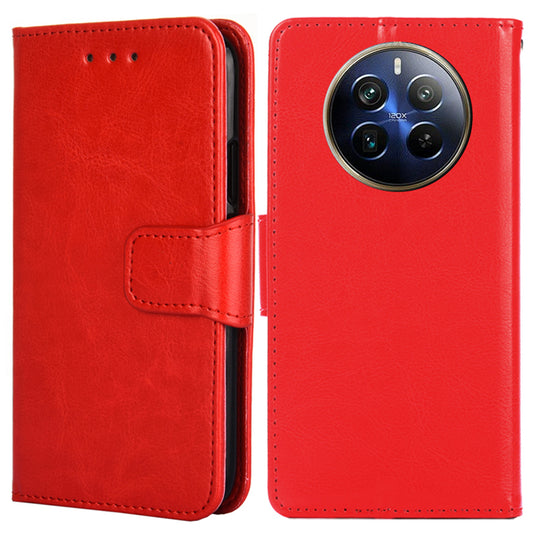 For Realme 12 Pro 5G / 12 Pro+ 5G Case PU Leather Folio Flip Mobile Phone Wallet Cover - Red