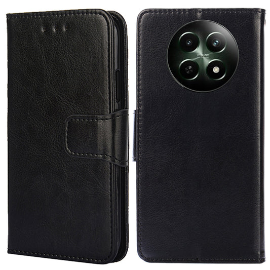 For Realme 12 Leather Wallet Case Phone Cover Phone Accessories Distributors - Black