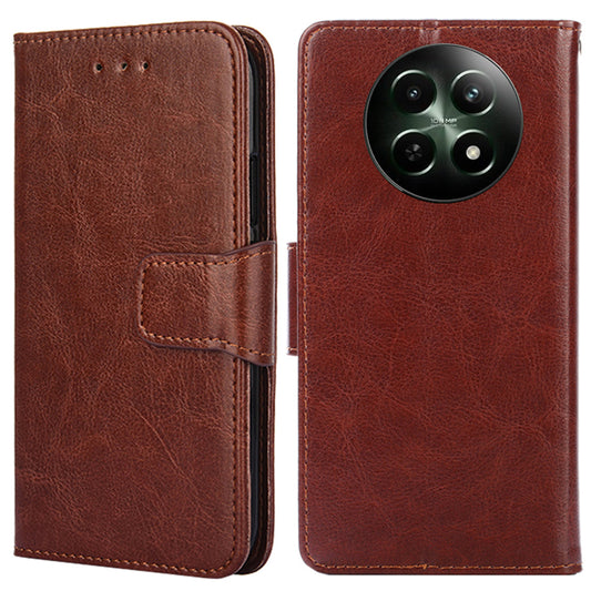 For Realme 12 Leather Wallet Case Phone Cover Phone Accessories Distributors - Brown