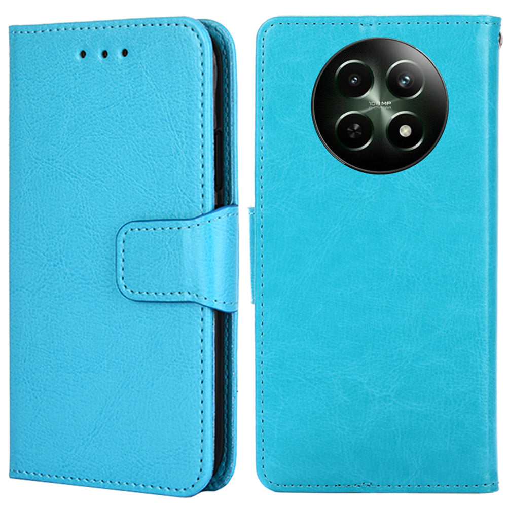 For Realme 12 Leather Wallet Case Phone Cover Phone Accessories Distributors - Baby Blue