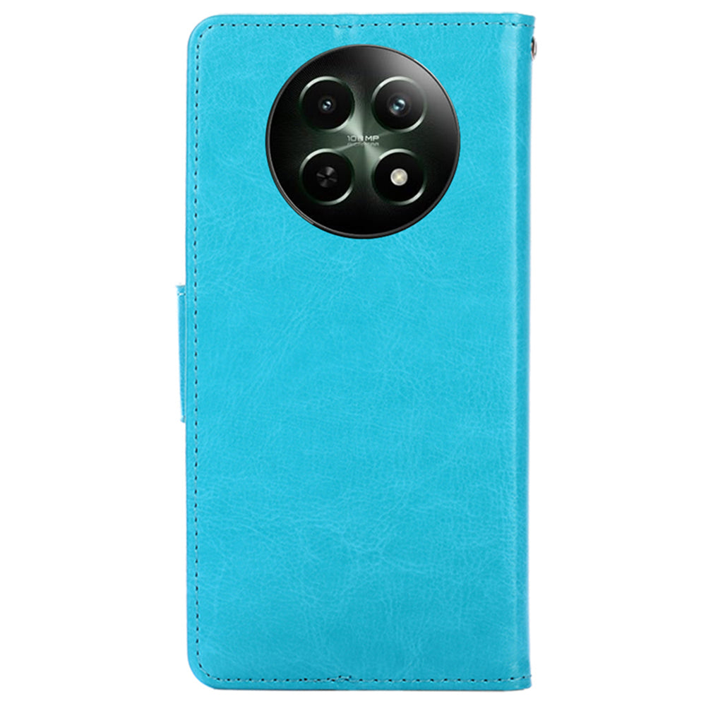 For Realme 12 Leather Wallet Case Phone Cover Phone Accessories Distributors - Baby Blue
