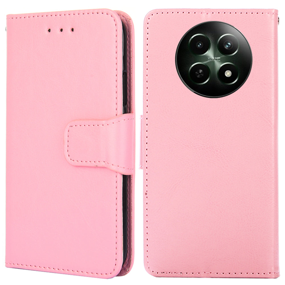 For Realme 12 Leather Wallet Case Phone Cover Phone Accessories Distributors - Pink