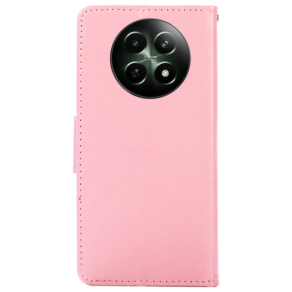 For Realme 12 Leather Wallet Case Phone Cover Phone Accessories Distributors - Pink