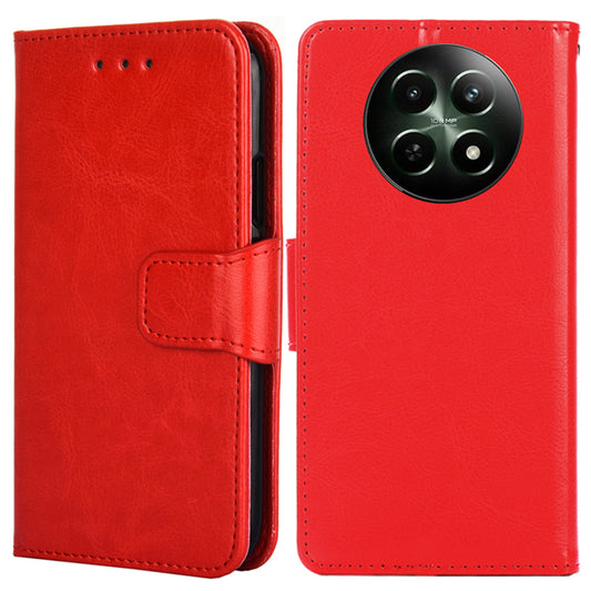 For Realme 12 Leather Wallet Case Phone Cover Phone Accessories Distributors - Red