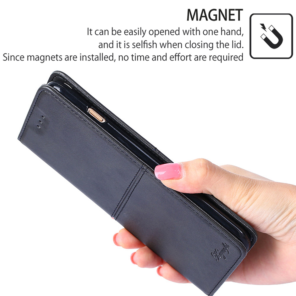 For Samsung Galaxy M15 5G Case Cowhide Texture PU Leather Phone Cover with Card Holder - Black