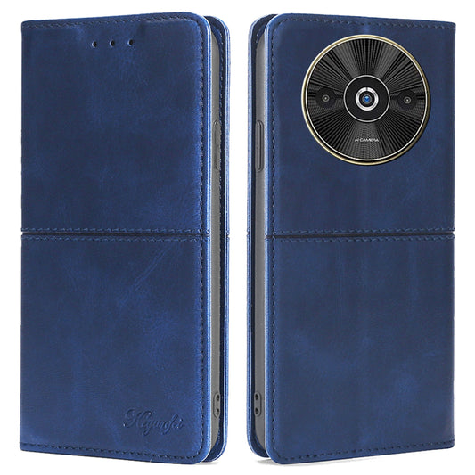 For Xiaomi Redmi A3 / Poco C61 4G Case PU Leather Stand Magnetic Closure Shockproof Phone Cover - Blue