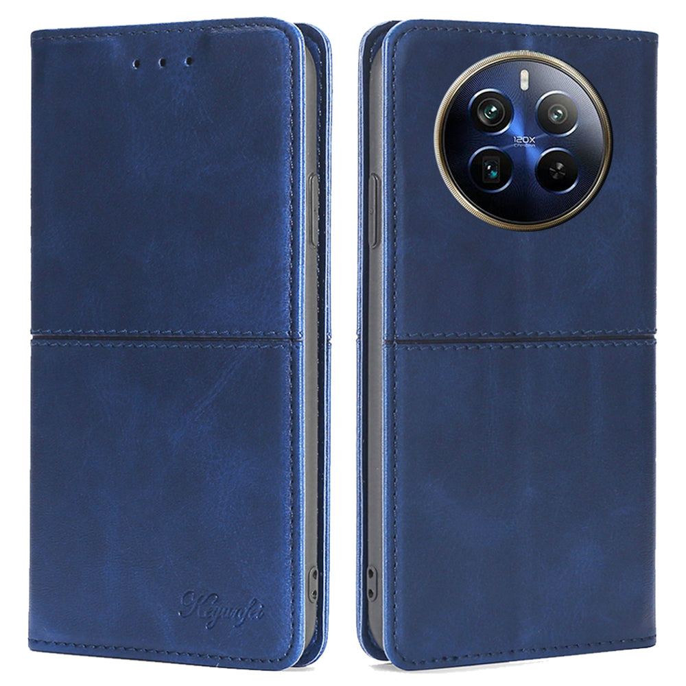For Realme 12 Pro 5G / 12 Pro+ 5G Case PU Leather Phone Cover with Viewing Stand / 2 Card Holder - Blue