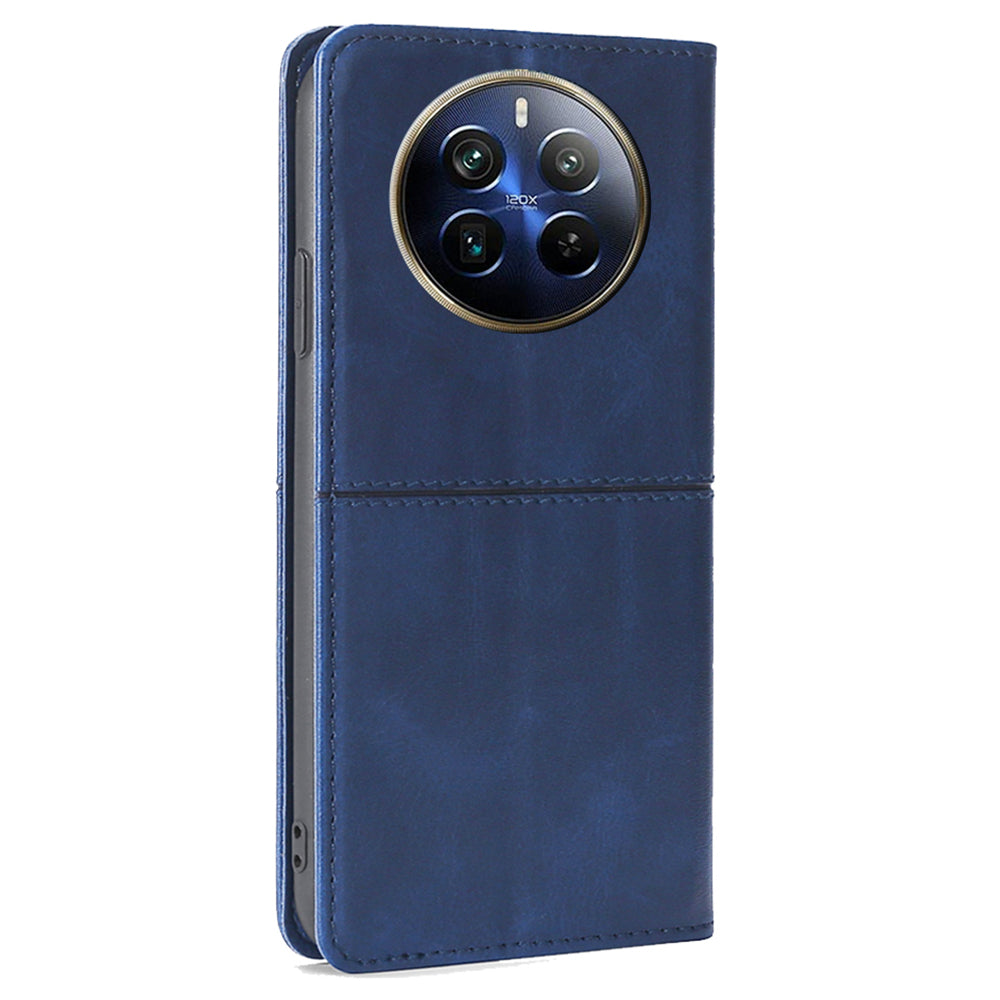 For Realme 12 Pro 5G / 12 Pro+ 5G Case PU Leather Phone Cover with Viewing Stand / 2 Card Holder - Blue