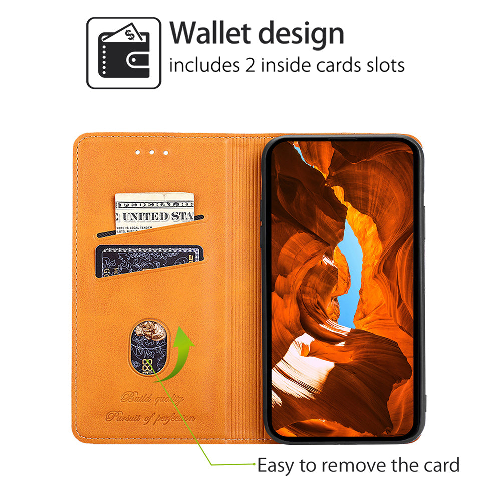 For Oppo Reno11 F 5G / F25 Pro 5G Case with Card Holder PU Leather Cowhide Texture Folio Phone Cover - Light Brown