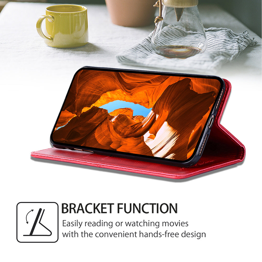 For Oppo Reno11 F 5G / F25 Pro 5G Case with Card Holder PU Leather Cowhide Texture Folio Phone Cover - Red