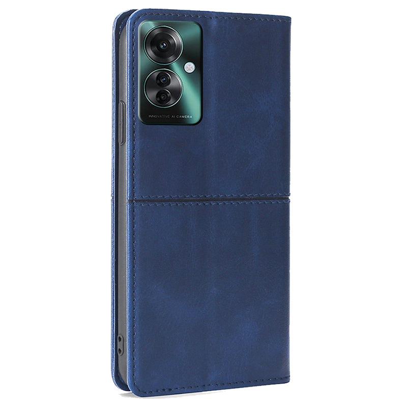For Oppo Reno11 F 5G / F25 Pro 5G Case with Card Holder PU Leather Cowhide Texture Folio Phone Cover - Blue
