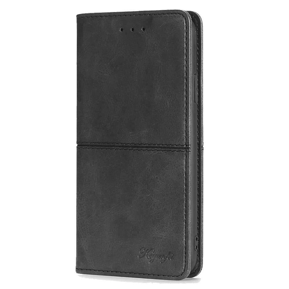 For Oppo Reno11 F 5G / F25 Pro 5G Case with Card Holder PU Leather Cowhide Texture Folio Phone Cover - Black
