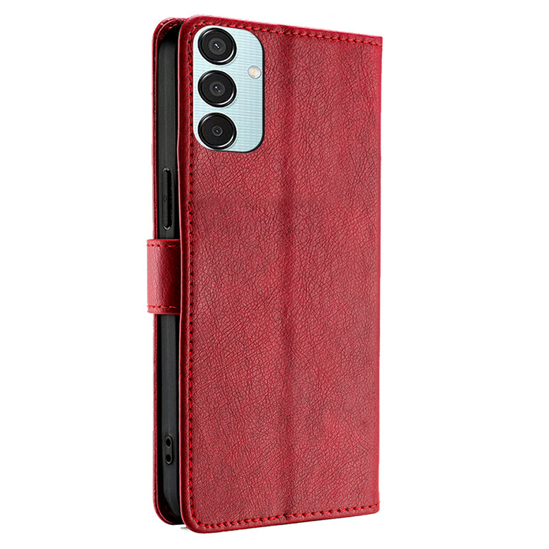 For Samsung Galaxy M15 5G Case Zipper Pocket Shock-absorbent Leather Wallet Phone Cover - Red