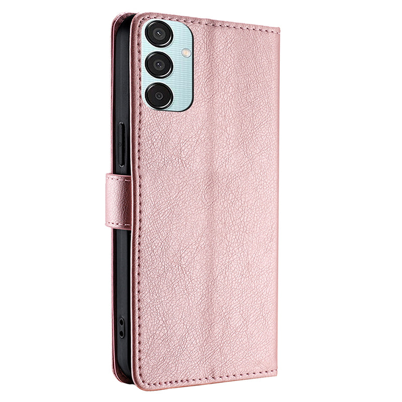 For Samsung Galaxy M15 5G Case Zipper Pocket Shock-absorbent Leather Wallet Phone Cover - Rose Gold