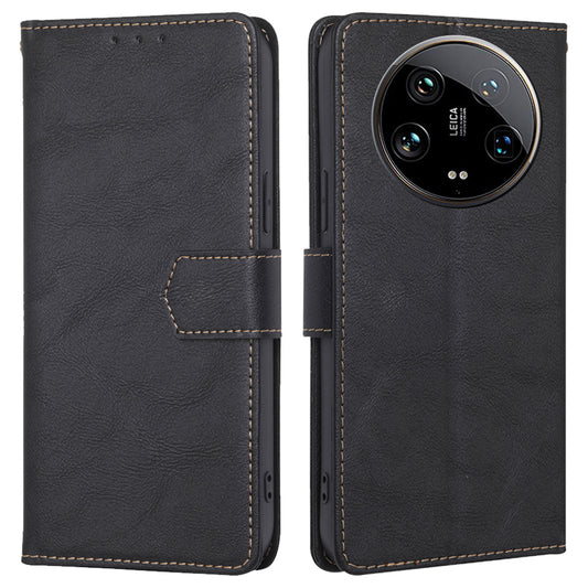For Xiaomi 14 Ultra Case PU Leather Magnetic Flip Wallet-Style Phone Cover RFID Blocking Wholesale - Black