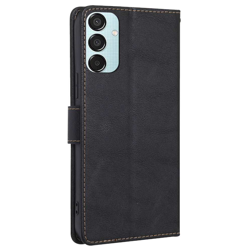 For Samsung Galaxy M15 5G Case Magnetic Clasp Flip Leather RFID Blocking Phone Cover - Black