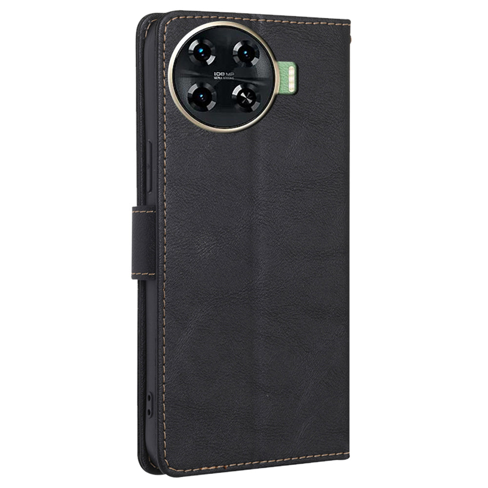 For Transsion Tecno Spark 20 Pro+ Case RFID Blocking Leather Wallet Phone Cover Mobile Accessories Wholesale - Black