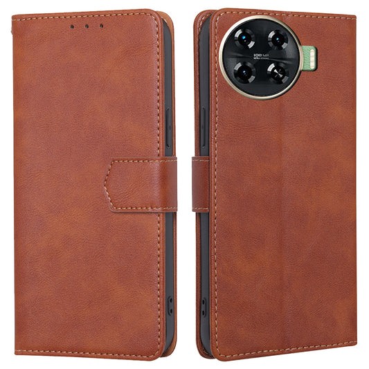 For Transsion Tecno Spark 20 Pro+ Case RFID Blocking Leather Wallet Phone Cover Mobile Accessories Wholesale - Brown