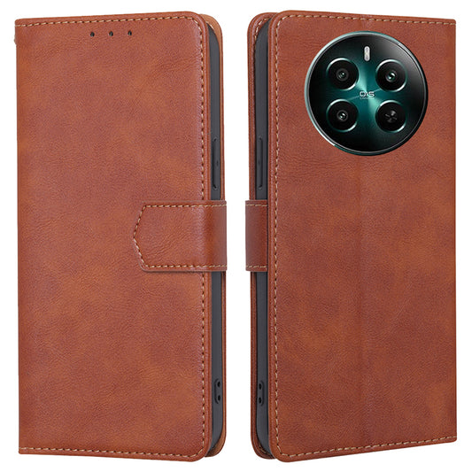 For Realme 12+ 5G Wholesale Phone Case Leather Flip Wallet Cover RFID Blocking - Brown