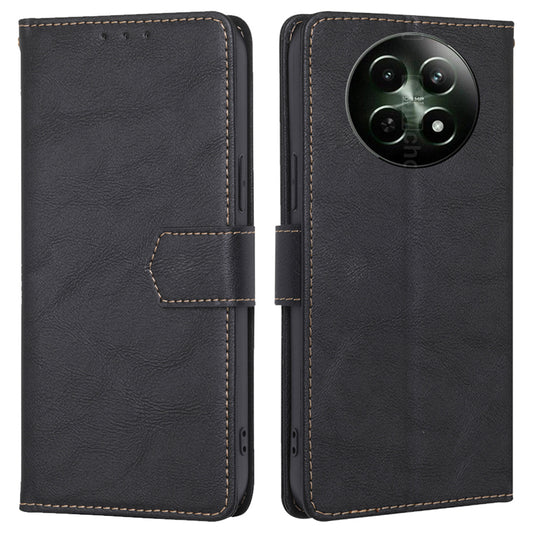For Realme 12 Wallet Phone Case RFID Blocking Leather Cover Mobile Accessories Wholesale - Black