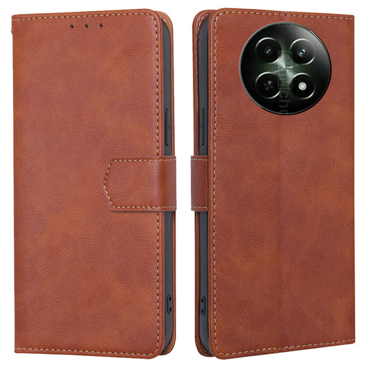 For Realme 12 Wallet Phone Case RFID Blocking Leather Cover Mobile Accessories Wholesale - Brown