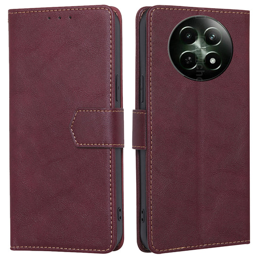 For Realme 12 Wallet Phone Case RFID Blocking Leather Cover Mobile Accessories Wholesale - Wine Red