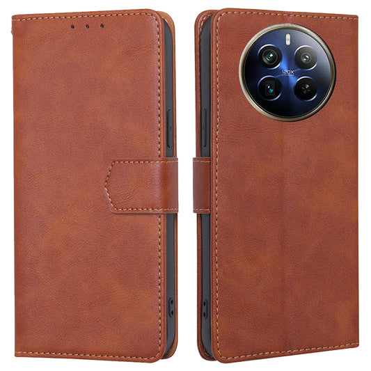 For Realme 12 Pro 5G / 12 Pro+ 5G Wholesale Phone Case RFID Blocking PU Leather Wallet Cover - Brown