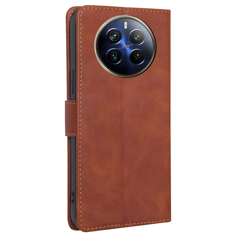 For Realme 12 Pro 5G / 12 Pro+ 5G Wholesale Phone Case RFID Blocking PU Leather Wallet Cover - Brown