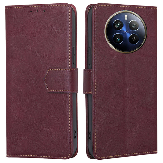 For Realme 12 Pro 5G / 12 Pro+ 5G Wholesale Phone Case RFID Blocking PU Leather Wallet Cover - Wine Red