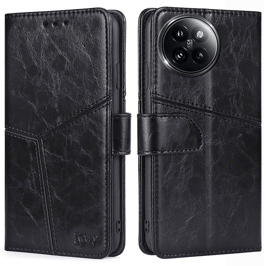 For Xiaomi Civi 4 Pro 5G Case Wallet Geometric Splicing Phone Cover with Adjustable Stand - Black