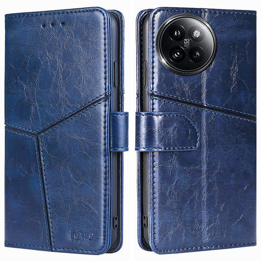For Xiaomi Civi 4 Pro 5G Case Wallet Geometric Splicing Phone Cover with Adjustable Stand - Blue