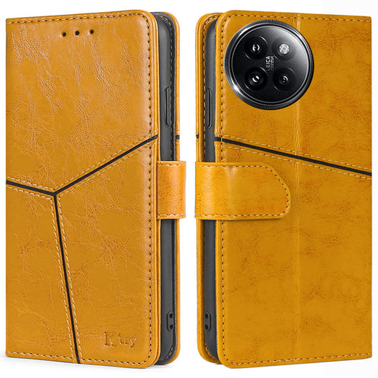 For Xiaomi Civi 4 Pro 5G Case Wallet Geometric Splicing Phone Cover with Adjustable Stand - Yellow